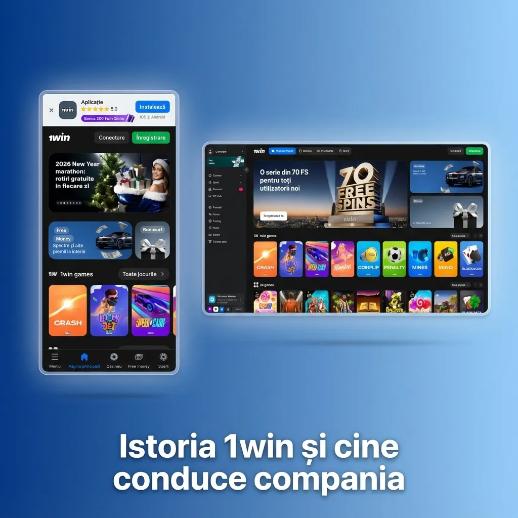 Ilustrație despre istoria 1win, licență internațională, sediu central și echipă de management responsabilă