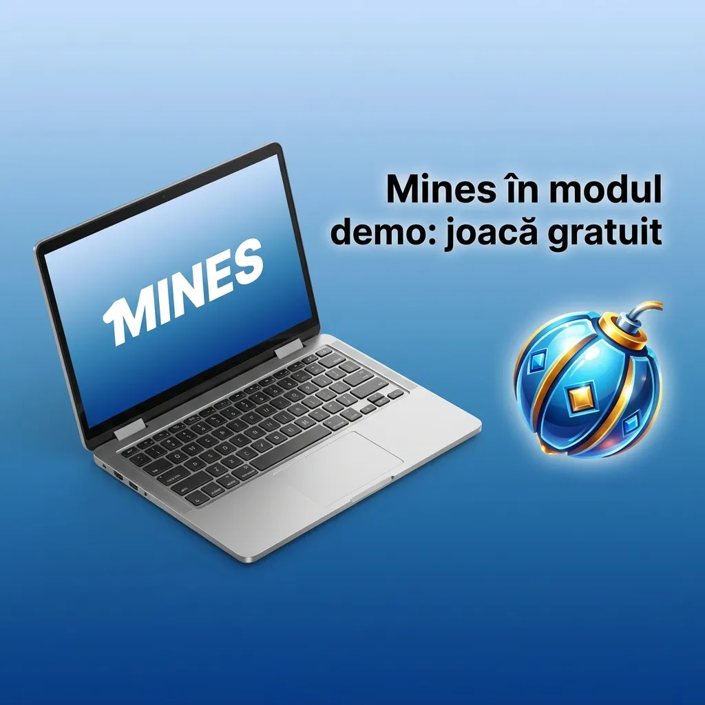 Ecran demo al jocului Mines cu sold virtual, fără depozit, pentru a exersa strategii fără risc financiar