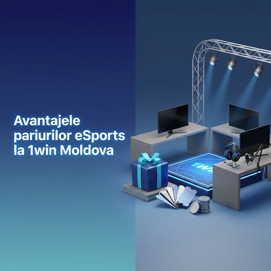 Interfață 1win Moldova pe ecran, listă cu avantaje pariuri eSports, cote competitive și aplicație mobilă afișate
