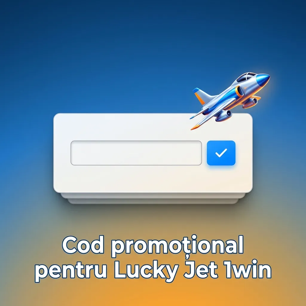Ecran Lucky Jet 1win cu formular de înregistrare, câmp de cod promoțional și text evidențiind codul „LJETMD”.