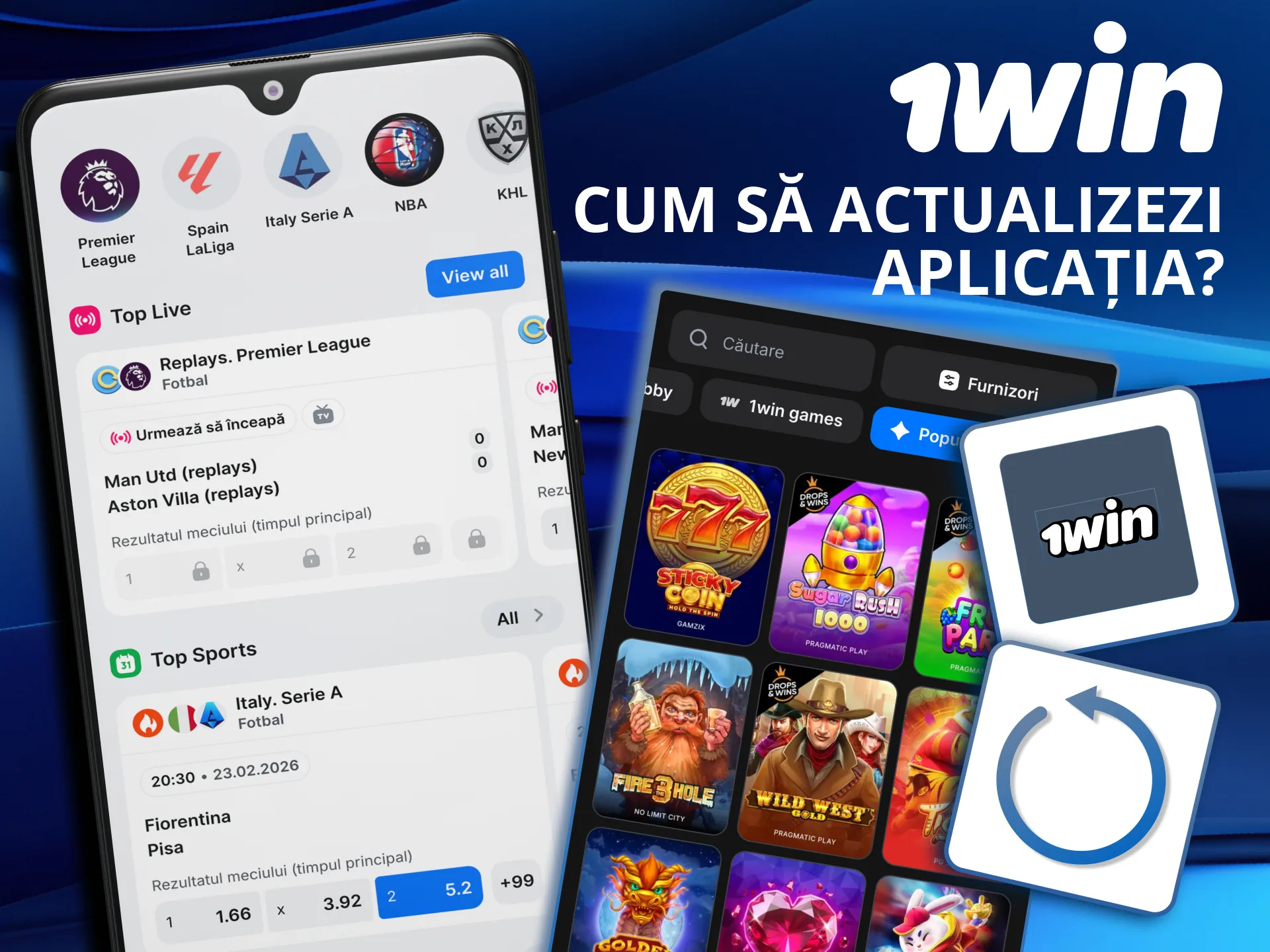 Actualizarea aplicației 1win se face rapid pentru cele mai noi funcții.