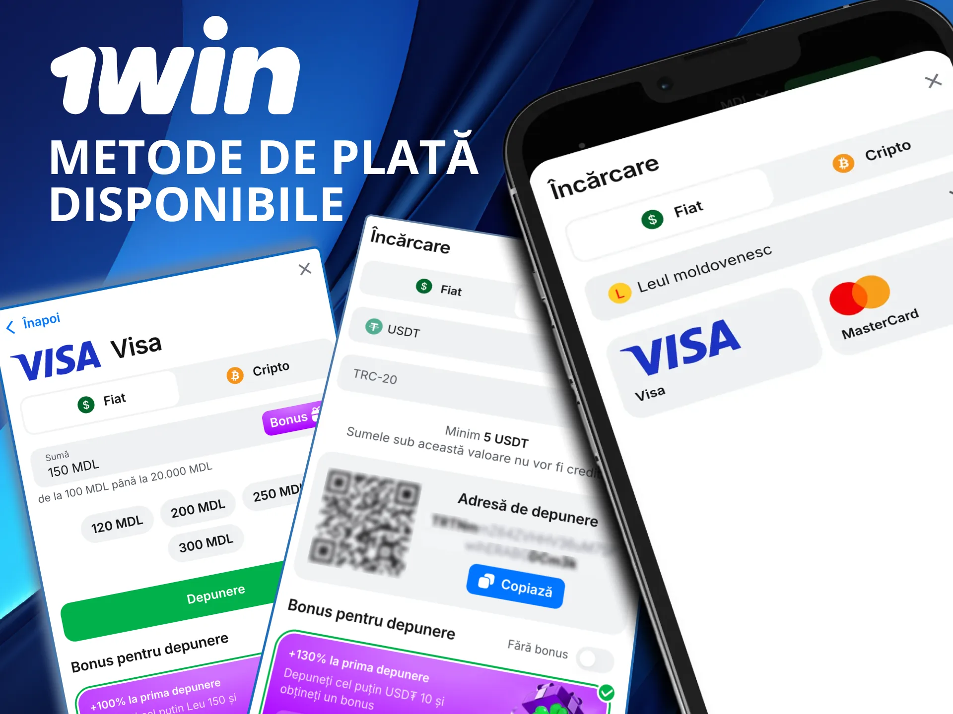 1win oferă tranzacții sigure prin carduri bancare și crypto.