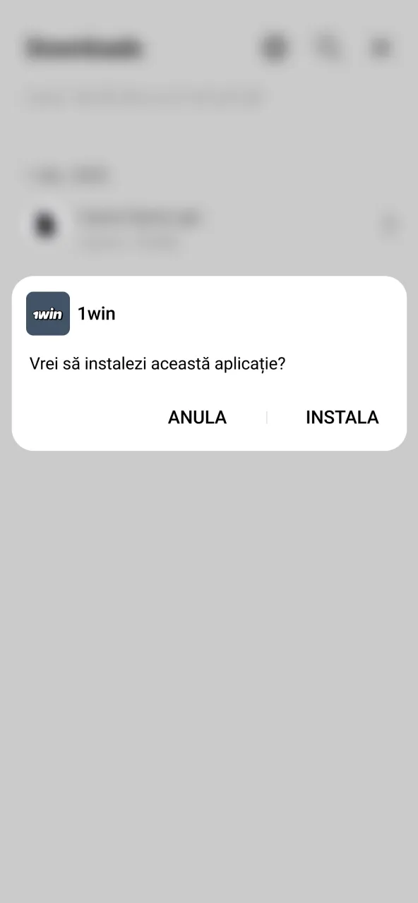 Instalează aplicația 1win Aviator din fișierul APK.