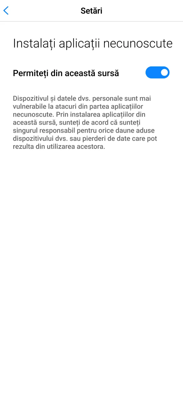 Activează instalarea aplicației 1win din surse externe.