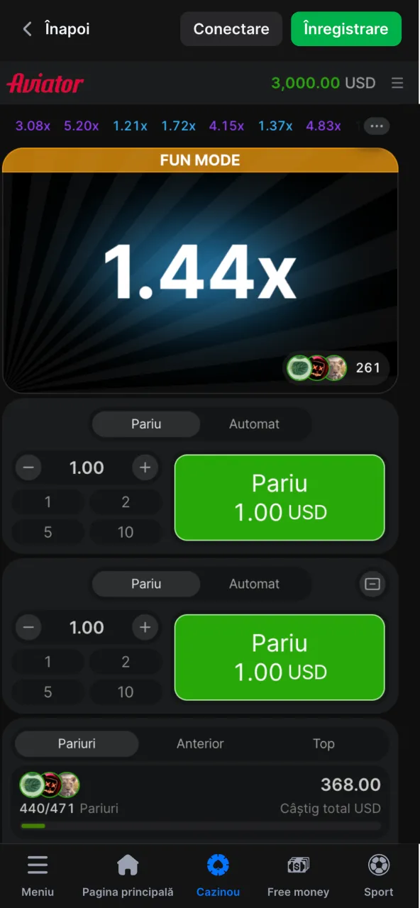 Joacă Aviator 1win pe multiplicator crash.