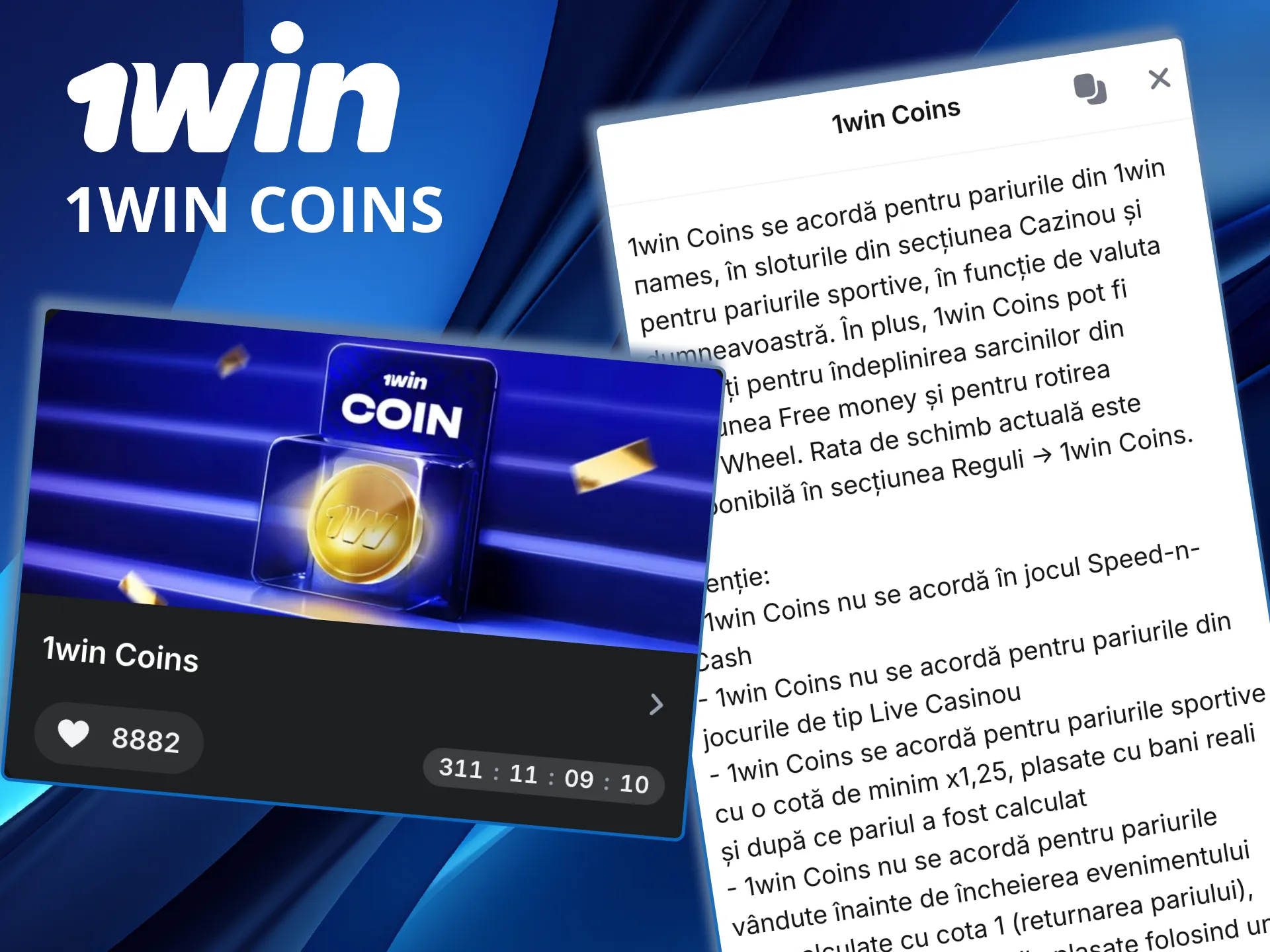 1win oferă bonusuri în monede pentru activitate și realizări.