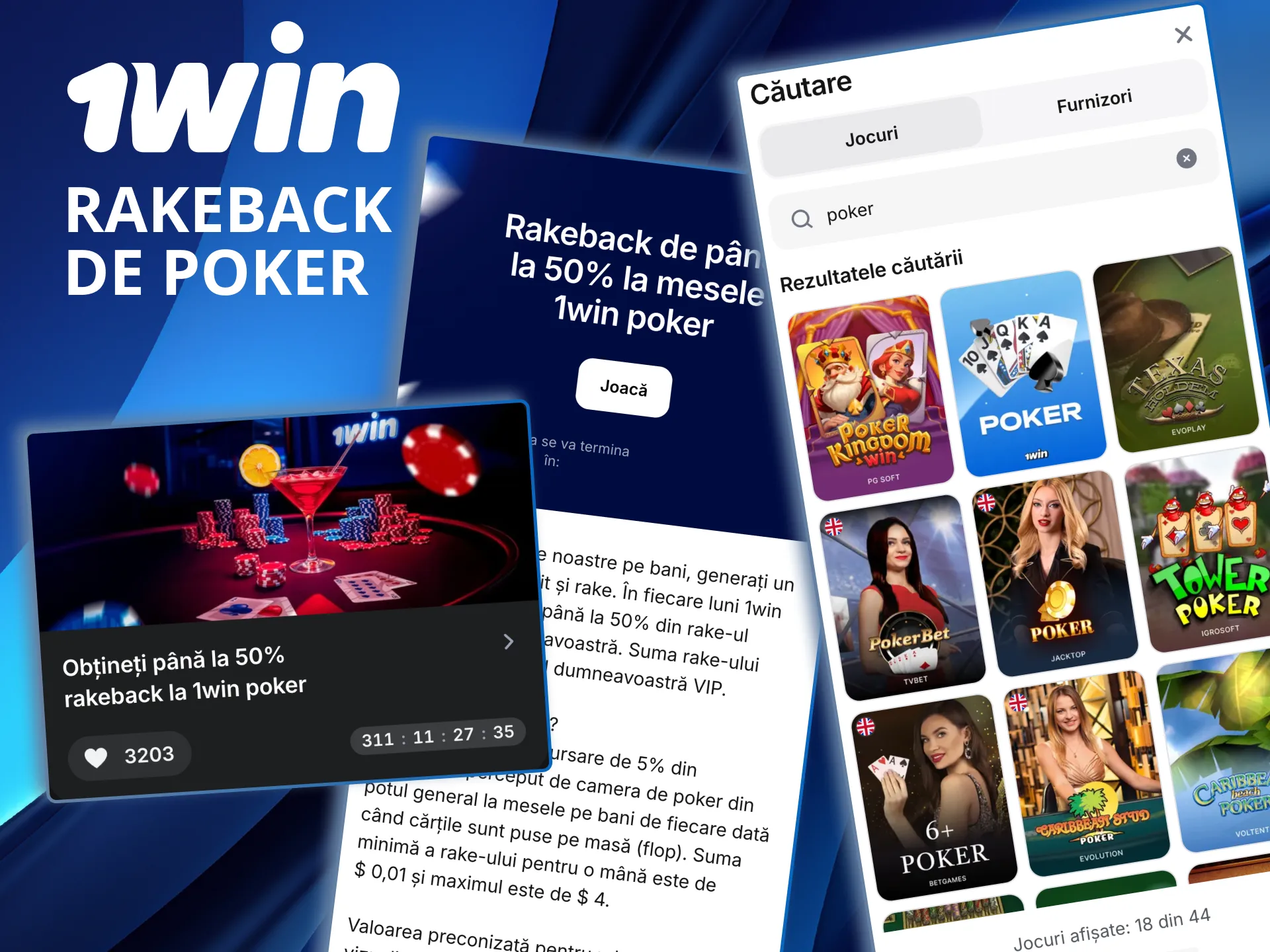 1win returnează parte din comisionul de poker prin rakeback.