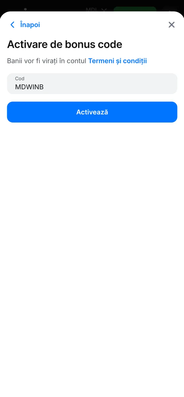 Activează oferta prin cod promo 1win.