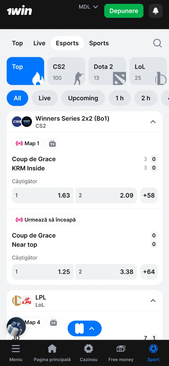 Joacă și pariază pe eSports direct pe 1win.