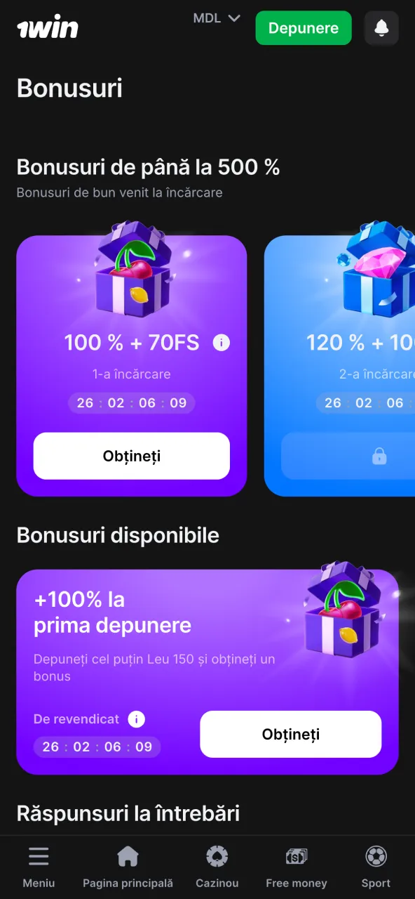 Rotiri gratuite și cote acceptate pe 1win.