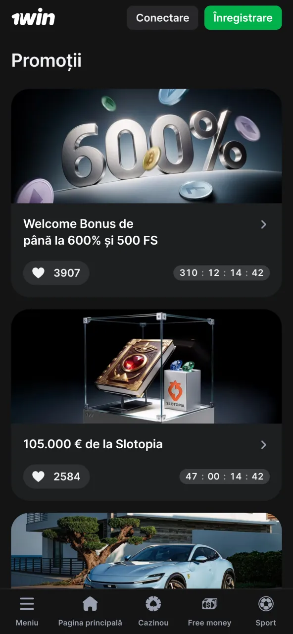 Bonus cazino 1win cu rotiri gratuite.