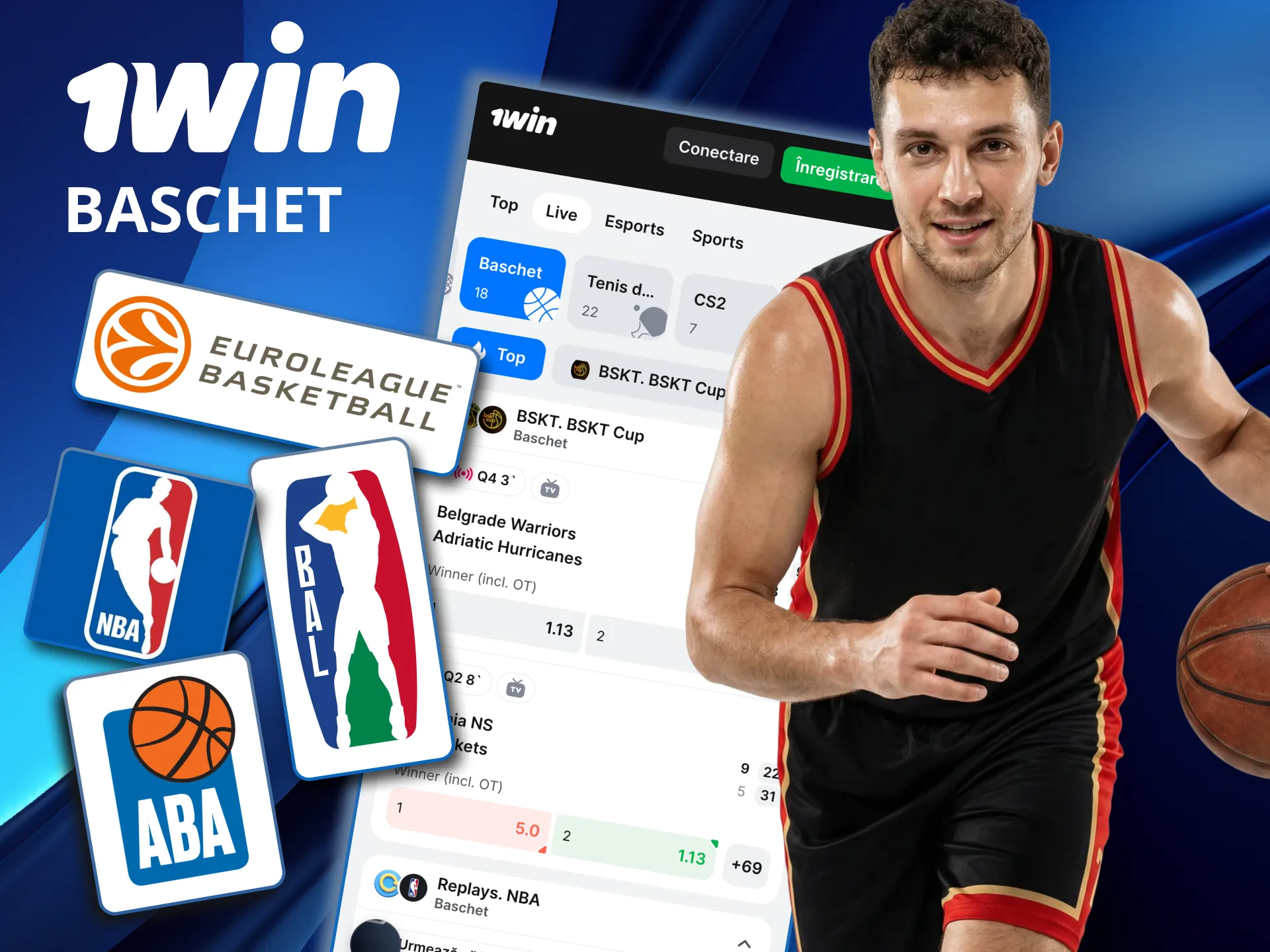 1win include meciuri de baschet din campionate populare precum NBA.