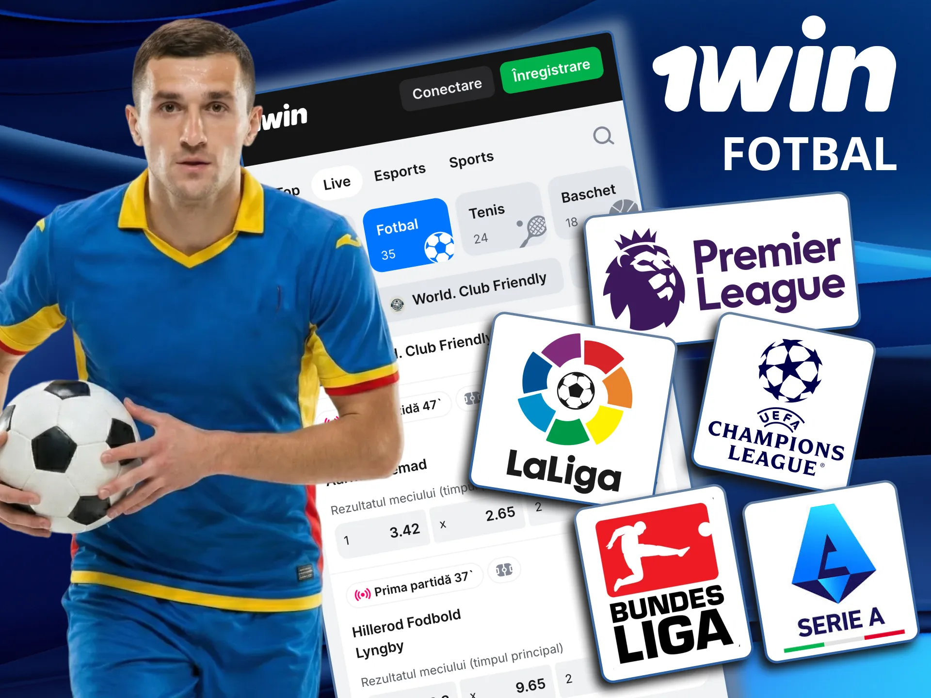 1win oferă meciuri de fotbal din ligi populare pentru pariori.