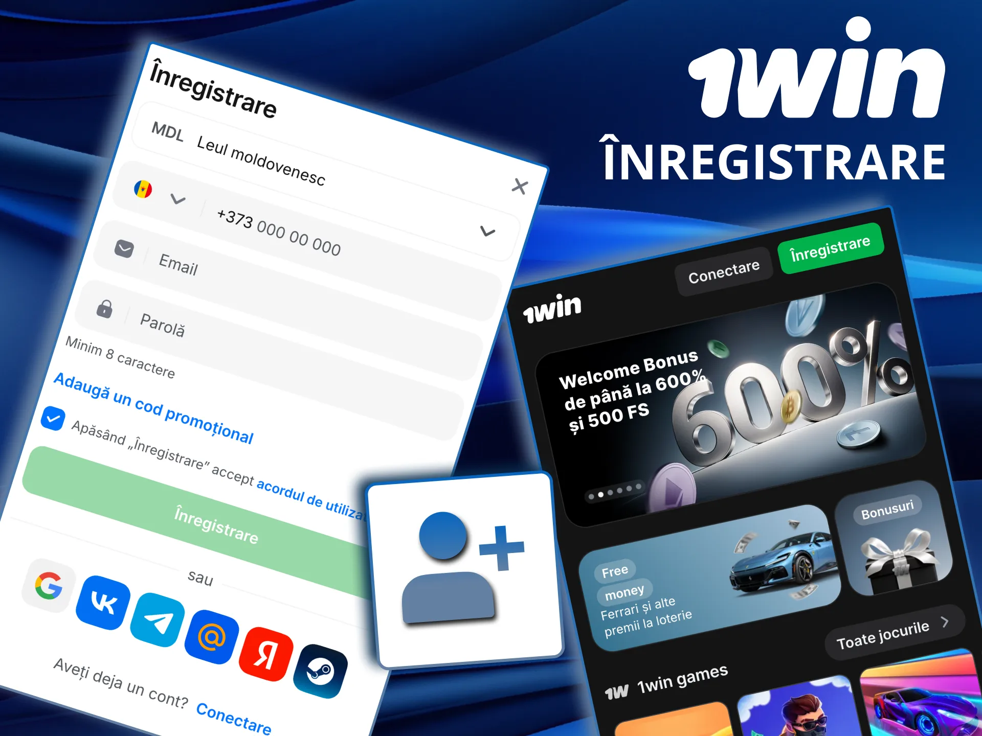 Crearea unui cont 1win în Moldova necesită doar câteva date personale.
