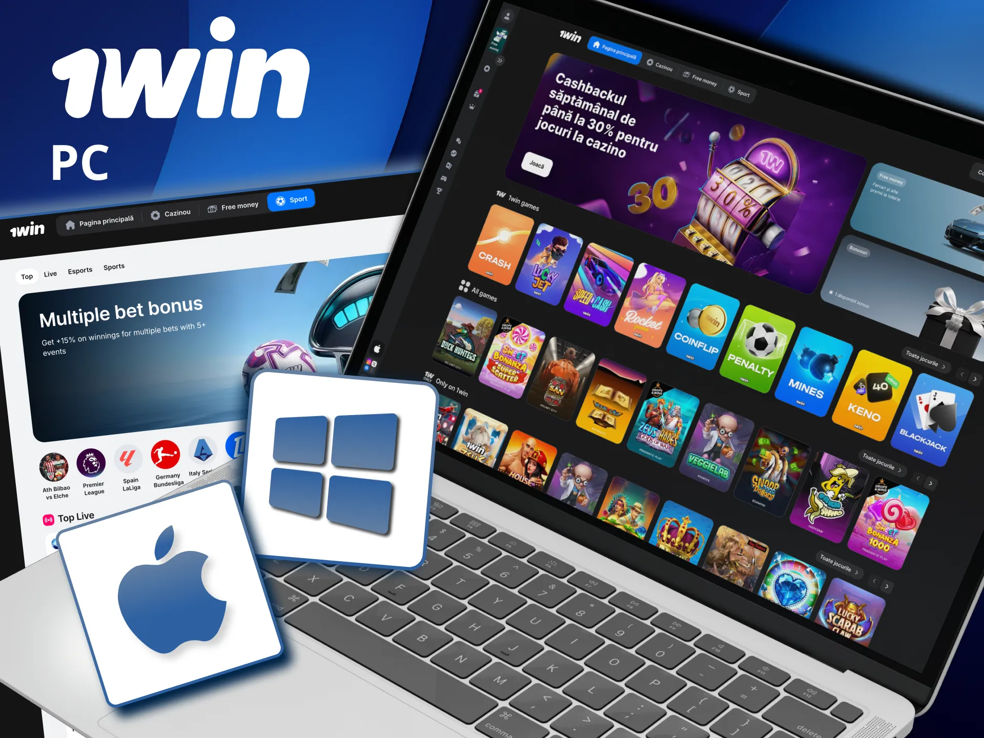 Versiunea desktop 1win oferă acces rapid și pariere comodă pe PC.